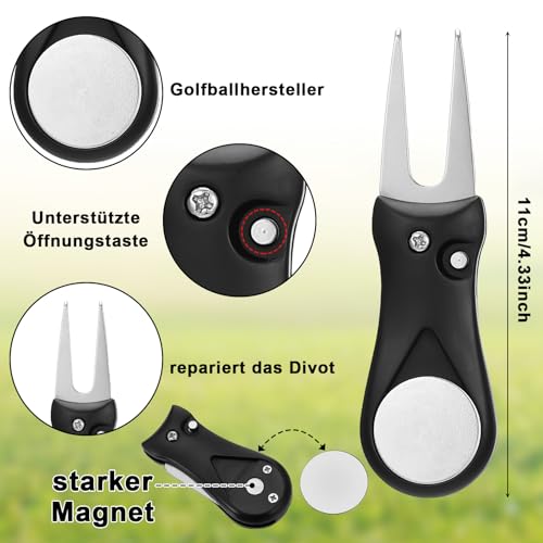 Detalle de Newofview 3-in-1 Golfzubehör Set – Mikrofaser Handtuch, Golfschlägerbürste und Pitchgabel