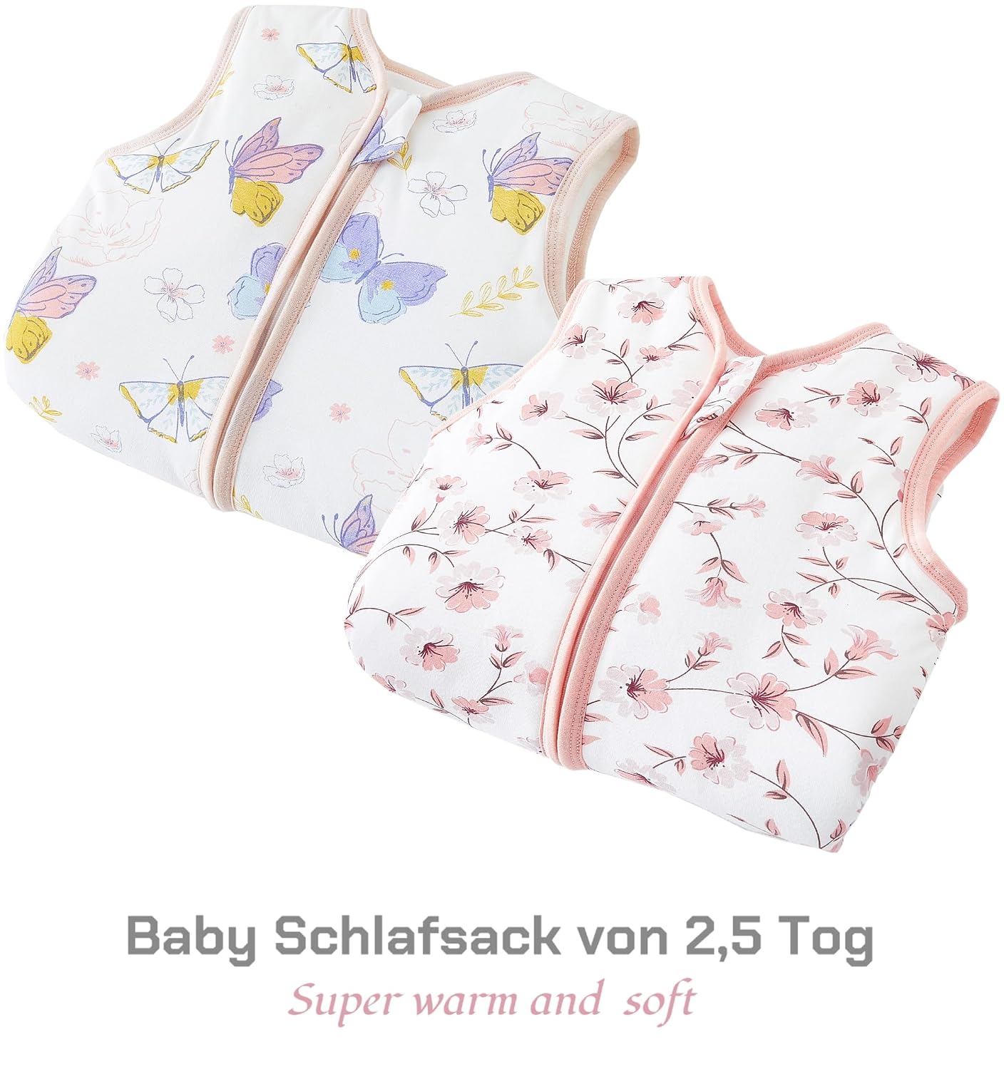 Thumbnail 1 de Teechodina Baby-Schlafsack mit Füßen im 2er-Set (2,5 Tog, Baumwolle) für Winter – ca. 100 cm / 110–120 cm