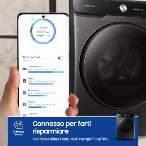 Detalle de Samsung DV16DG8600BVU3 asciugatrice a pompa di calore 16 kg: AI Dry, Wi-Fi e Igienizzante