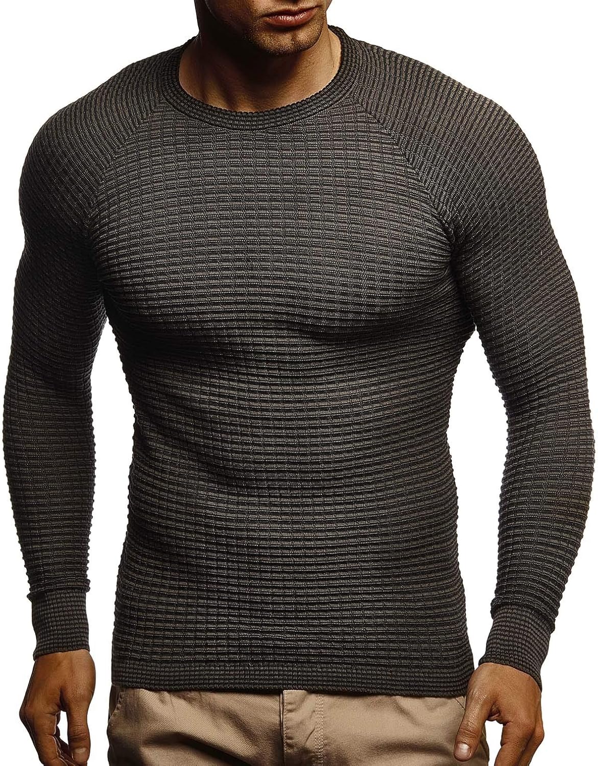 Detalle 2 de Leif Nelson LN20746 pull en tricot col rond à manches longues, coupe slim