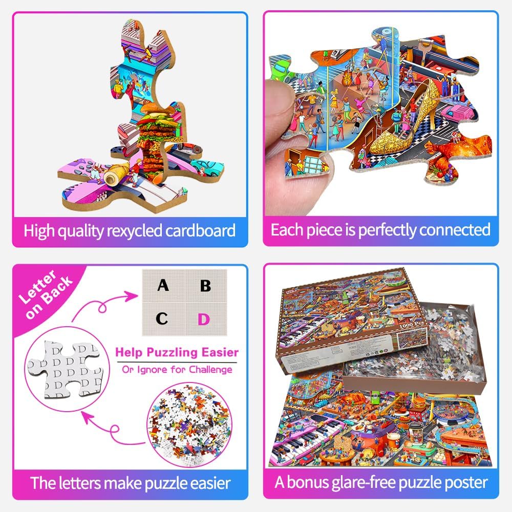 Detalle de Little People’s World 1000-Piece Jigsaw Puzzle for Adults – Challenging Theme from Lilliputian Parties