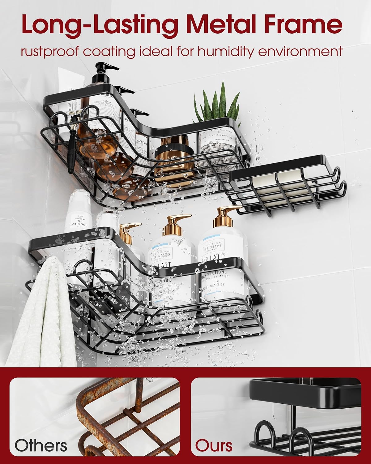 Thumbnail 2 de Sakugi CA657 Corner Shower Caddy Set, Stainless Steel Shelves and Hooks