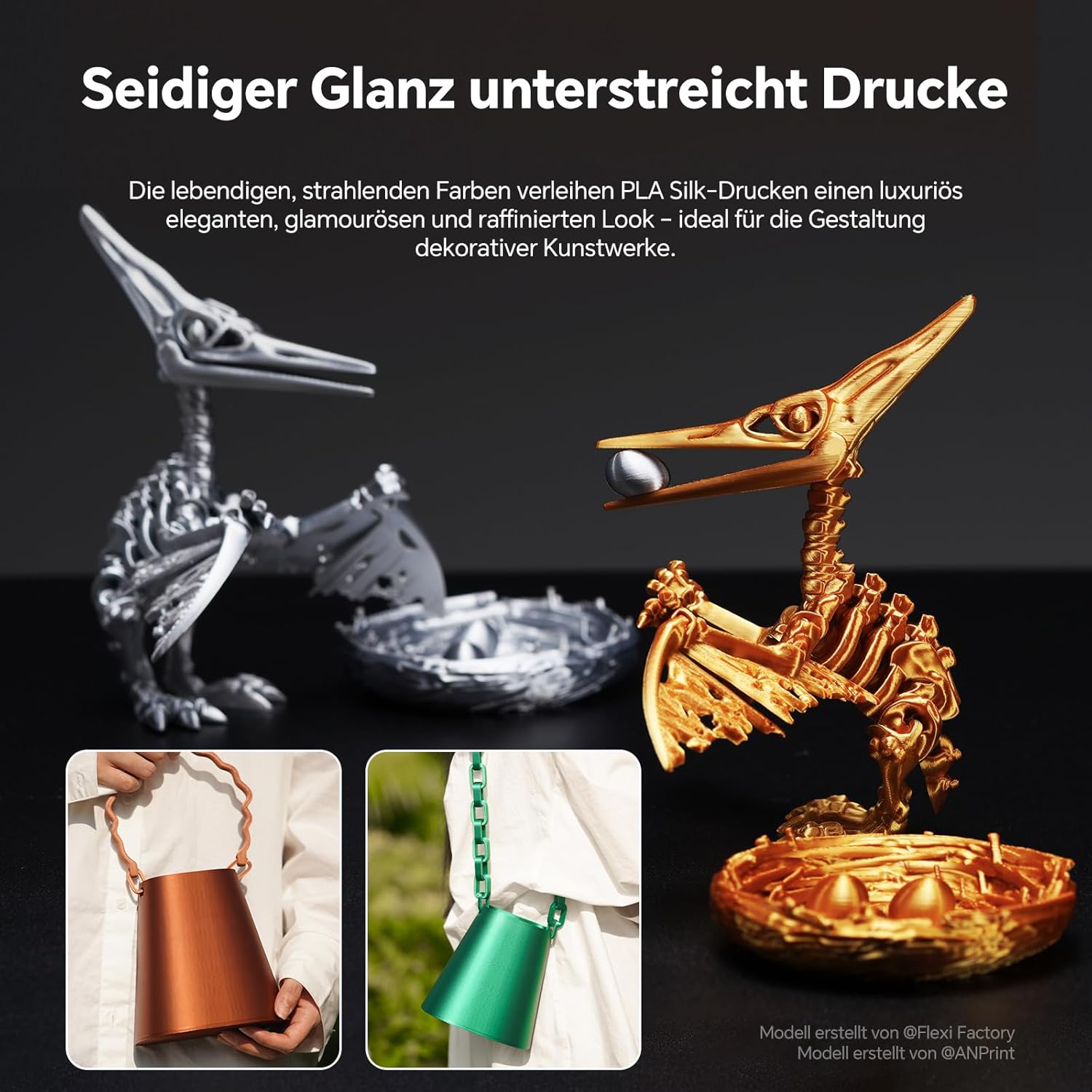 Thumbnail 1 de ANYCUBIC Silk PLA Filament 1,75 mm – Seide-Optik in Weihnachtsgrün, 1 KG