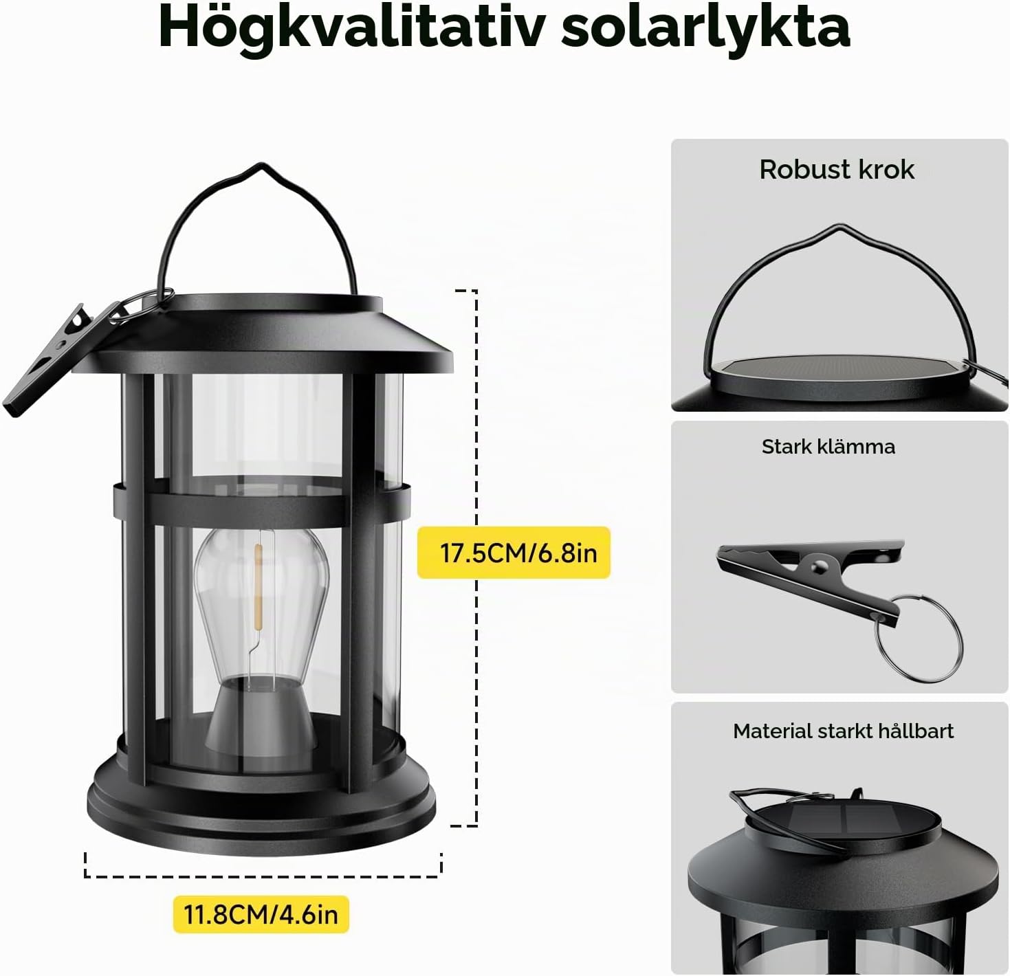 Detalle de Electight TLL048 solcellslyktor, 2-pack med varm LED och IP65