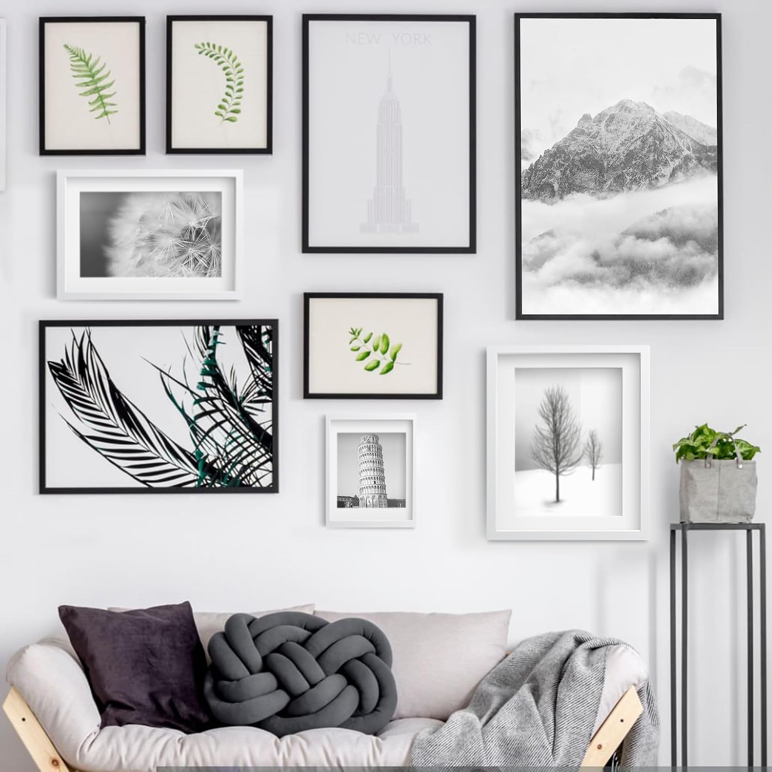 Thumbnail 6 de Wiscet 11x14 Picture Frame Set of 9 with 8x10 Mat – Black