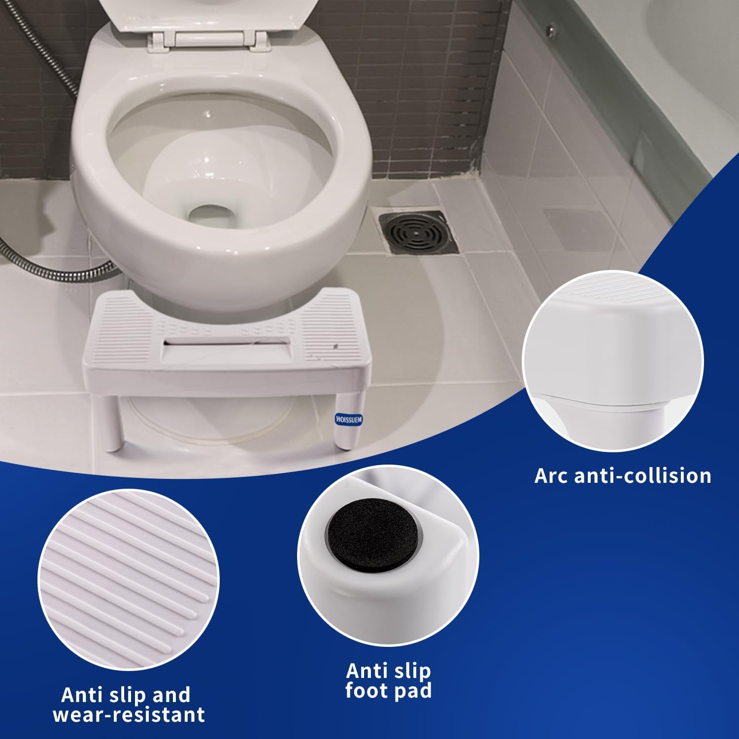 Detalle 1 de Hoissuem Model 1 Foldable Toilet Stool, 6.8-Inch Plastic Step