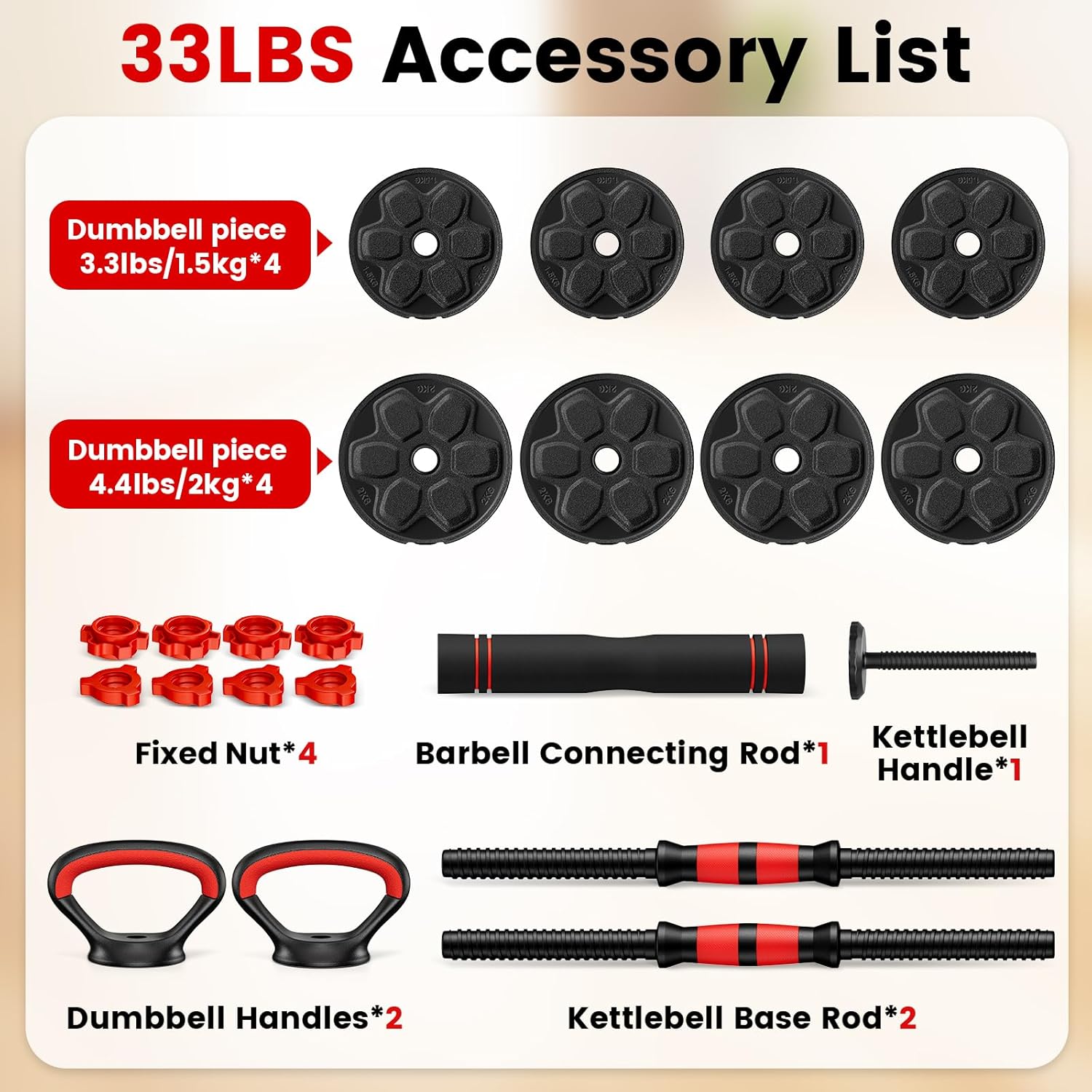 Detalle 1 de BDSHE Adjustable Dumbbell Set 90lbs