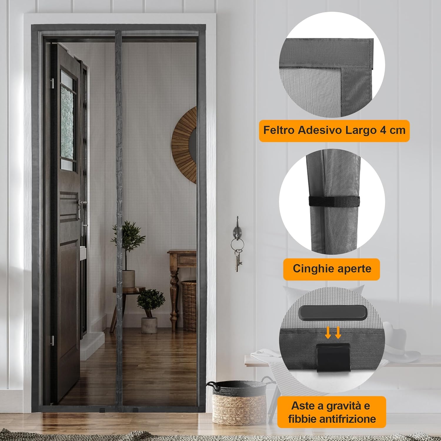 Detalle de HONGTAISHENG Zanzariera Magnetica per Porta 105x215 cm: chiusura automatica e design stabile per balcone