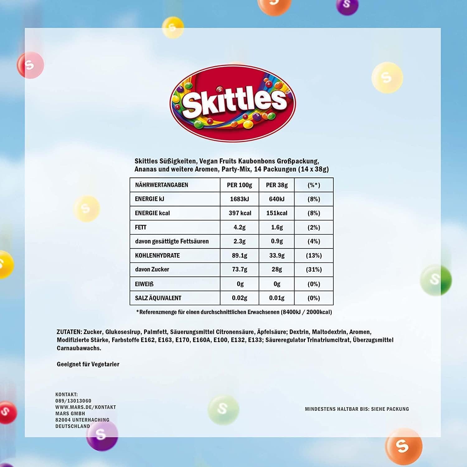 Detalle 2 de Skittles Crazy Fruits 532g Großpackung 🍬