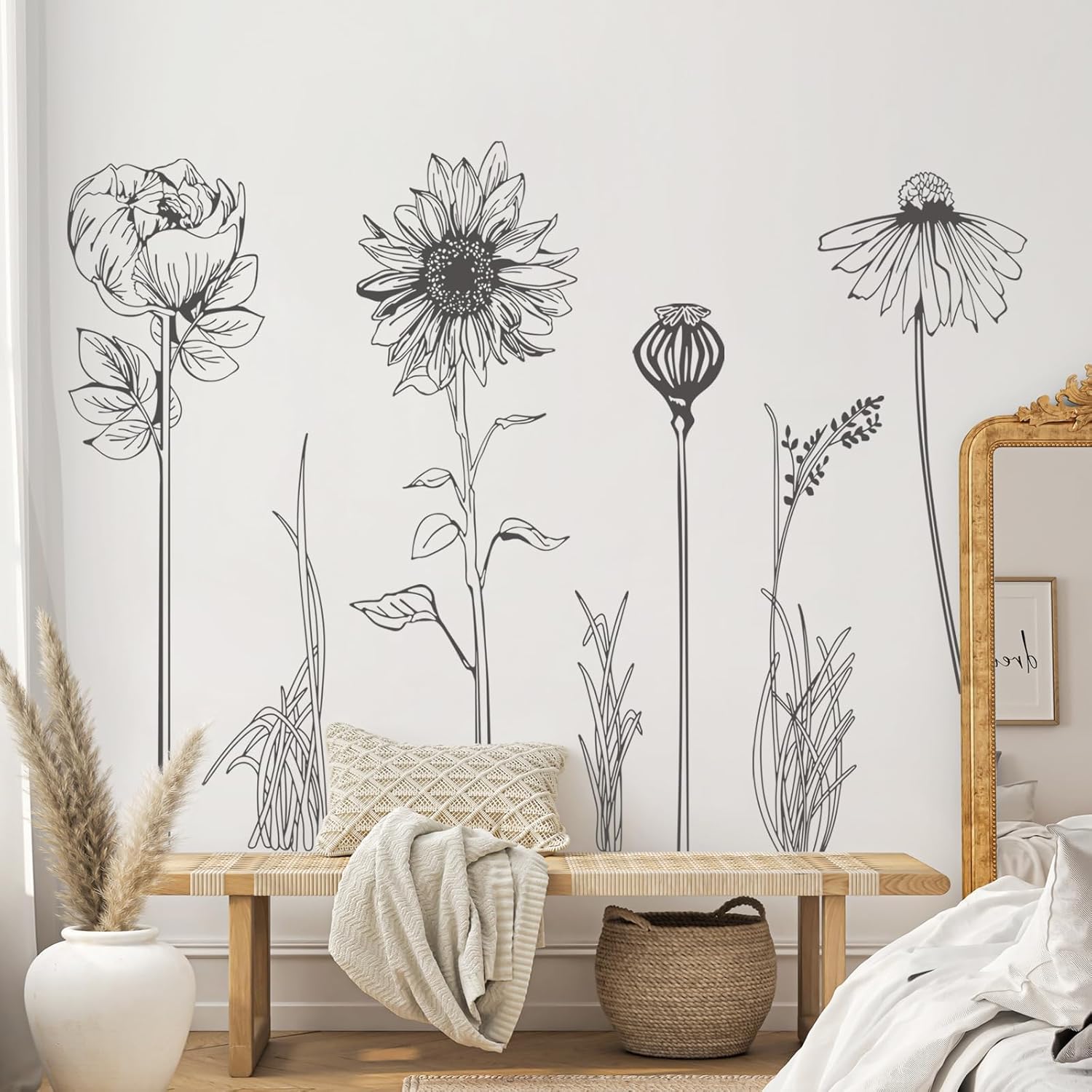 Thumbnail 6 de Supzone XXL Garden Flowers Wall Stickers: Black Sunflowers & Wildflowers for Modern Floral Accent