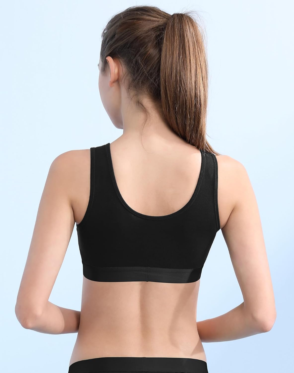 Detalle de INNERSY Girls Sports Bra Cotton Crop Tops (3 Pack) — Non-Padded Training Bras for Ages 6–16