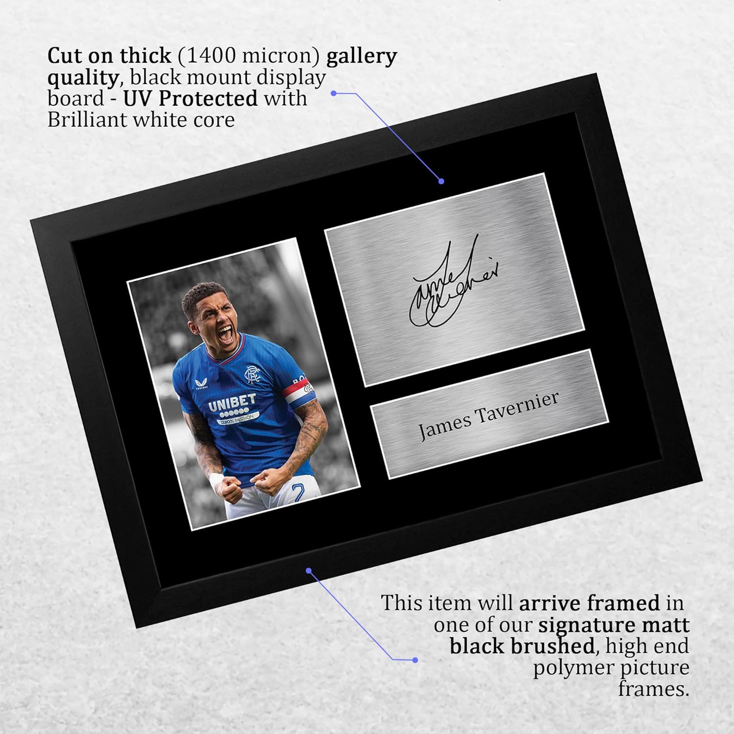 Thumbnail 2 de HWC Trading FR A4 James Tavernier Rangers framed autograph picture (A4)
