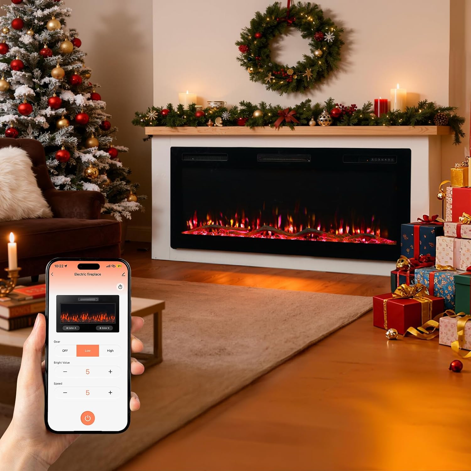 HOMAVO 50" Cheminée électrique 🏠