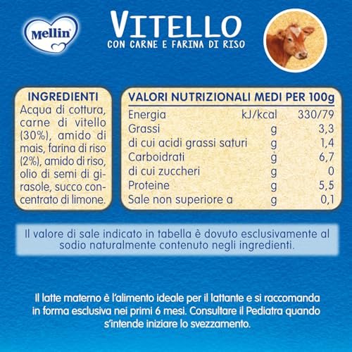 Thumbnail 4 de Mellin Omogeneizzato Mix Gusti Carne Naturale 24x80g — per le pappe, mix di manzo, pollo e vitello