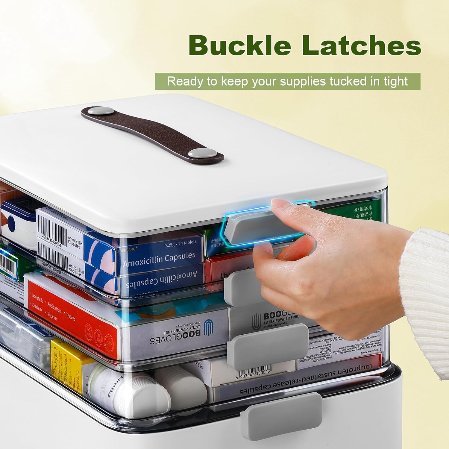 Detalle de MOPALL 4-Tier Mega Capacity Craft Organizer with Portable Leather Handle