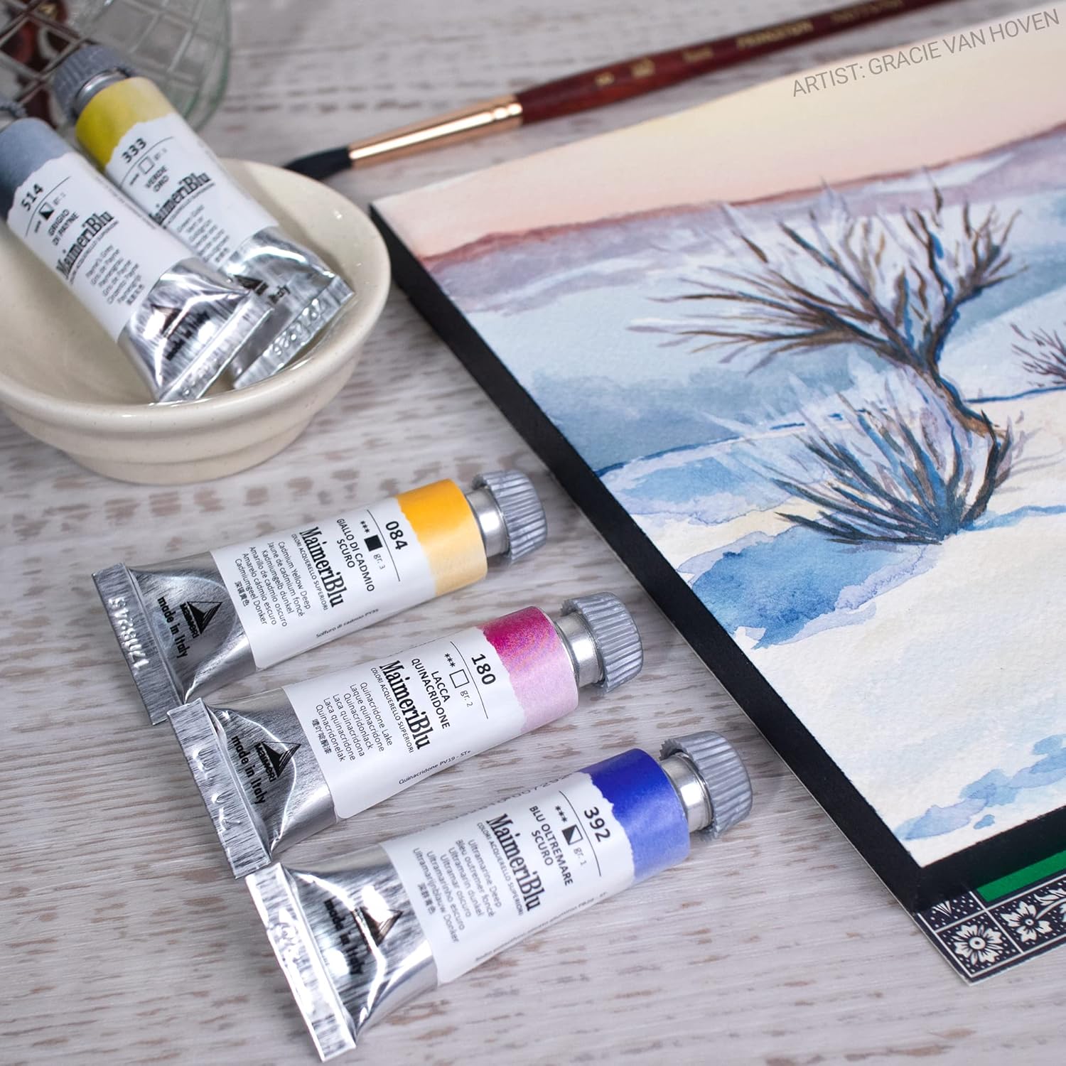 Detalle 2 de Maimeri Blu Scatola 5 Colori da 12ml – Acquerello di alta qualità per studenti e contesti educativi