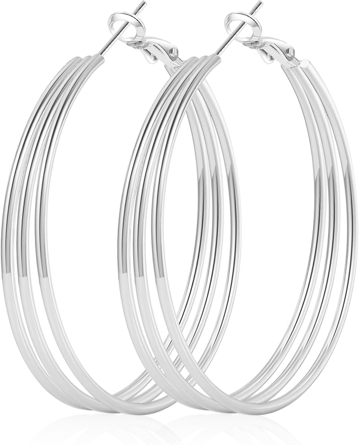 Detalle de Senteria Gold-Plated Hoop Earrings with 925 Sterling Silver Posts