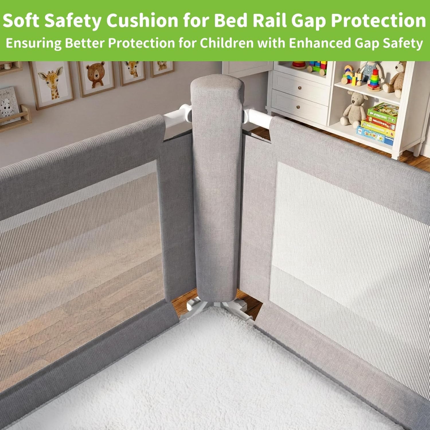 Thumbnail 2 de yulongtengfei 3-Piece King Size Bed Rail for Toddlers — Adjustable Baby Bed Rail Guard (Grey)