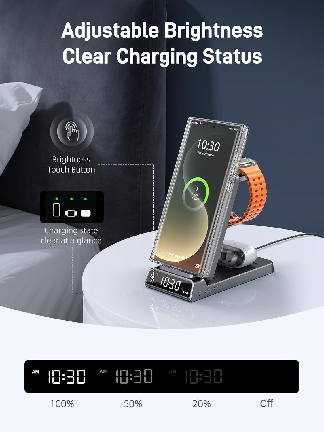 Detalle de Magnetic Wireless Charger for Samsung: 3 in 1 Mag Safe Dock for Galaxy Phones, Watch and Buds