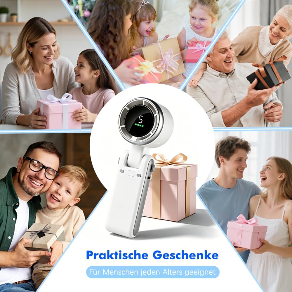 Thumbnail 6 de HOAMZ Handventilator – Tragbarer Mini Ventilator mit 5 Stufen, 3600 mAh Akku, USB-Aufladung