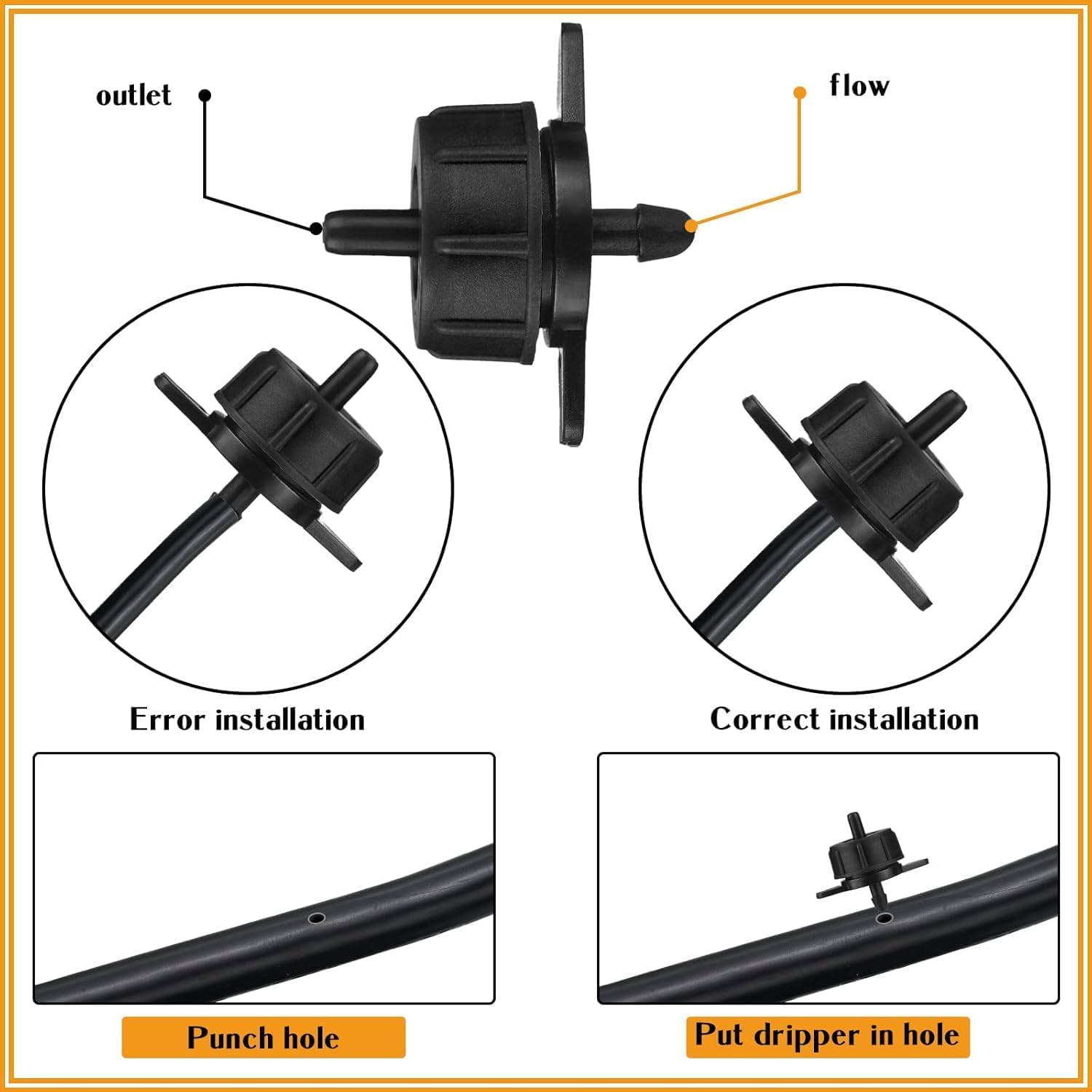 Detalle de Set di 100 gocciolatori autocompensanti per microirrigazione da 4 l/ora (irrigazione smontabile, pizzicati)