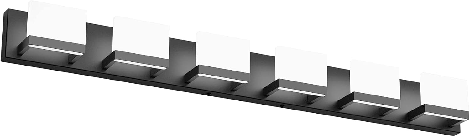 Detalle de Tipace Ca-1103-6T-black 6-Light Bathroom Vanity Light, Matte Black, 6000K
