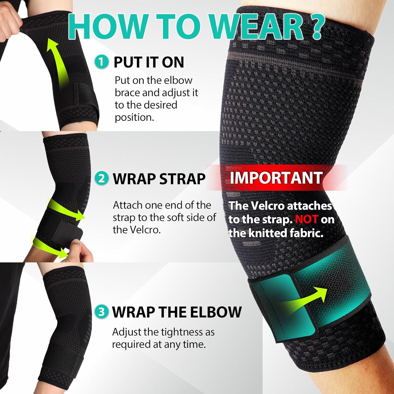 Thumbnail 2 de Lexniush Ellenbogenbandage für Tennisarm & Golferarm, einstellbare Kompression (rechts/links)