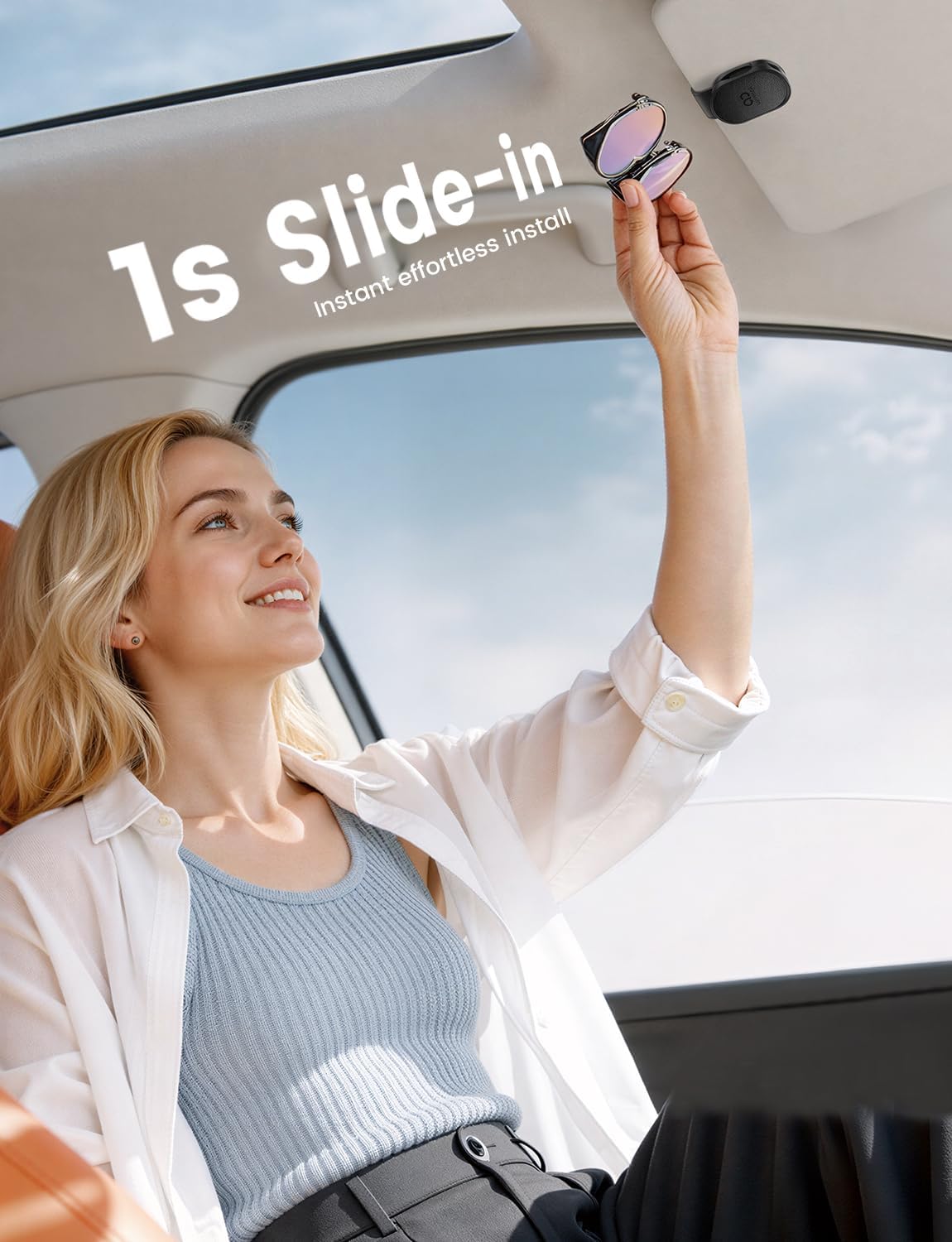 Detalle de Lamicall Car Sunglasses Holder, Leather