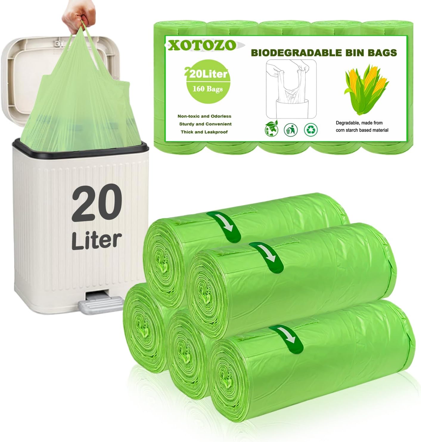 Detalle de XOTOZO 10L Biodegradable Bin Liners 200pc