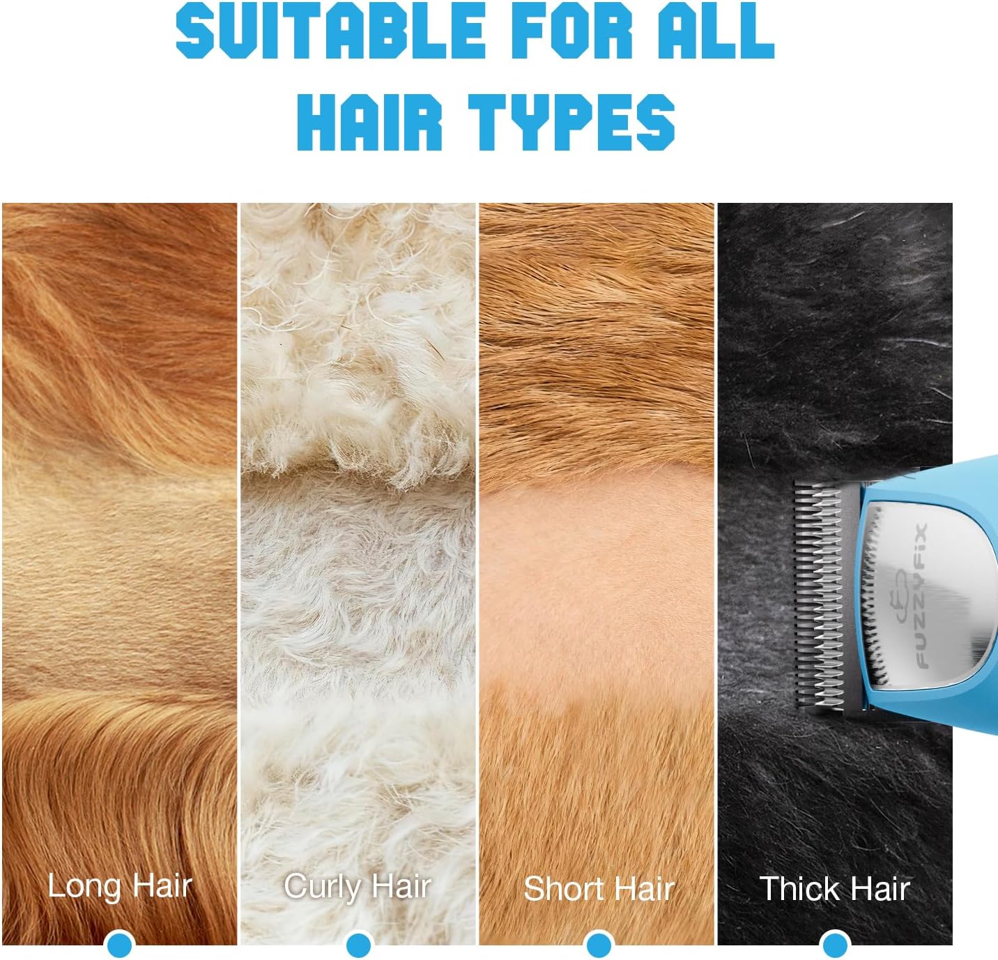 Thumbnail 1 de FuzzyFix tondeuse professionnelle pour chien : kit de toilettage 14 en 1, moteur sans balais et lames en acier inoxydable