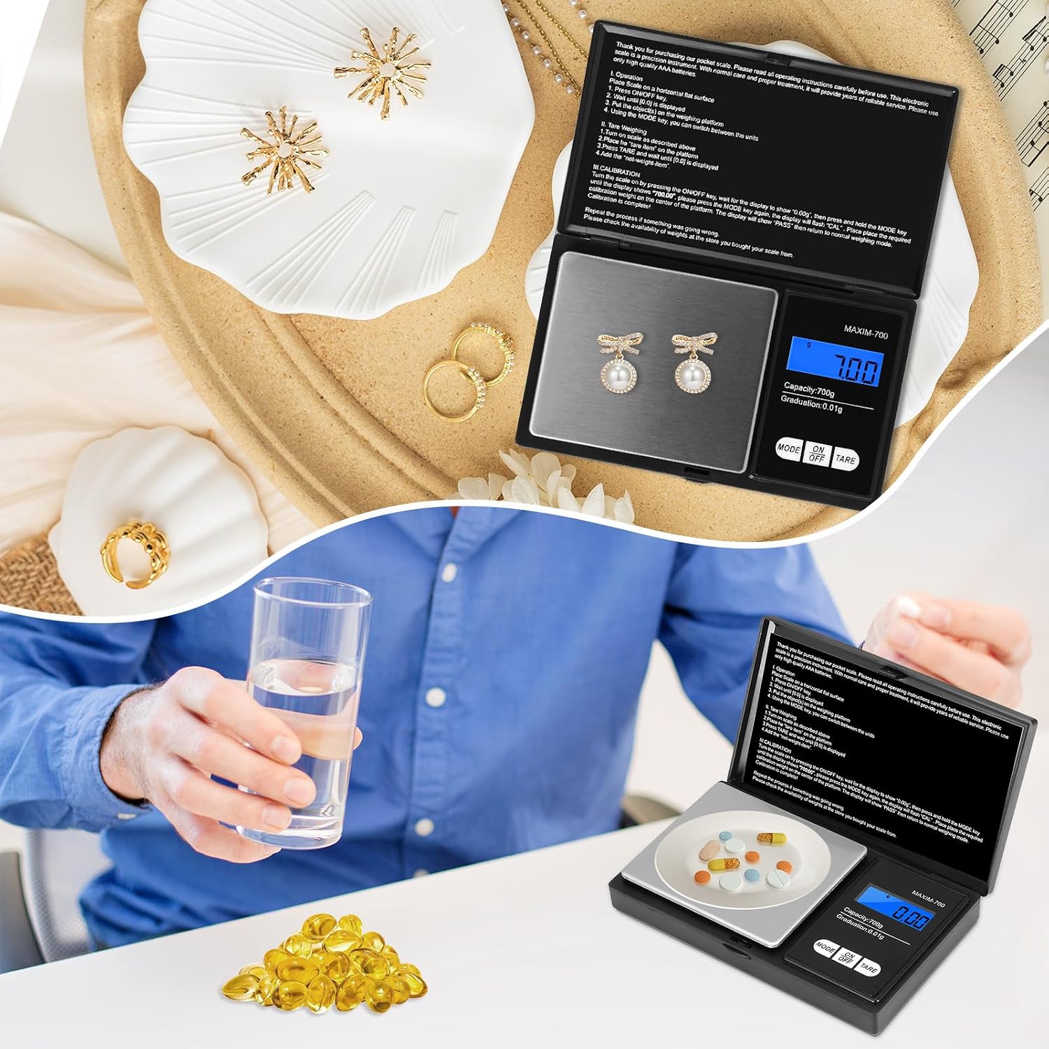 Detalle 2 de Oderra 0.01g Mini Digital Scale 700g