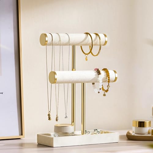 Thumbnail 4 de Josmimic Organizer per gioielli in velluto beige con struttura dorata