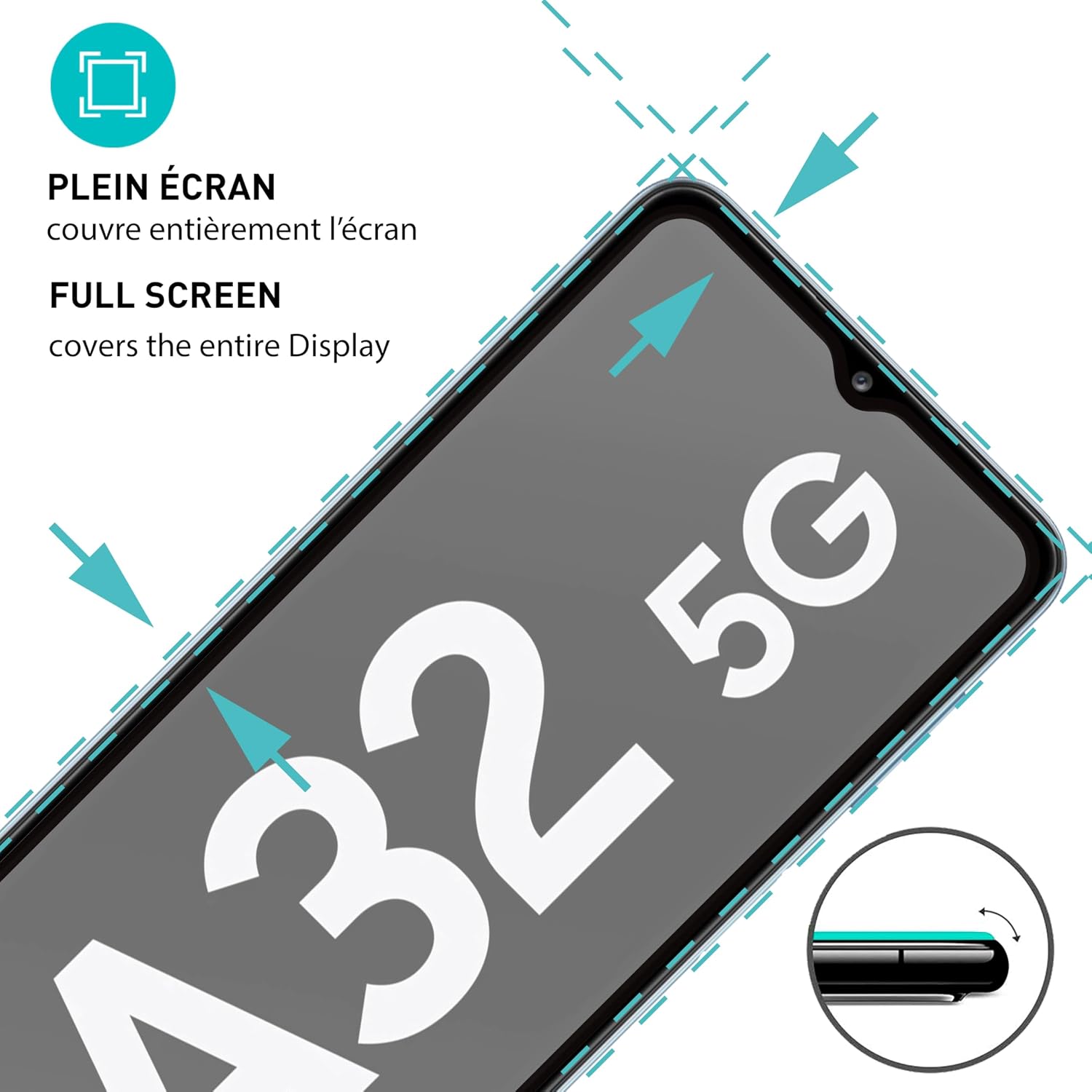 Detalle de Smartect Verre Trempé pour Samsung Galaxy A32 5G (2 pièces) Full Screen mat, anti-rayures 9H