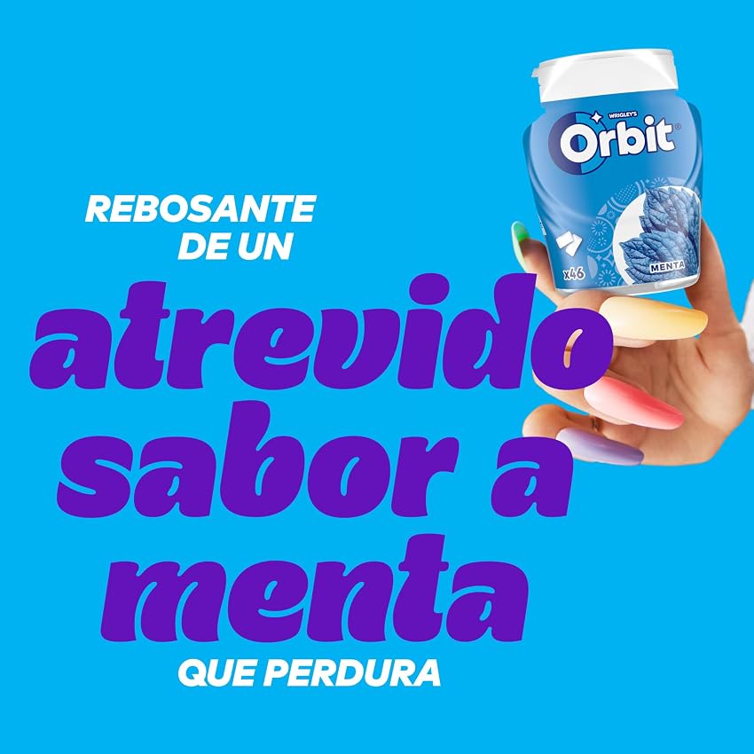 Detalle 2 de Orbit Bote de Chicles Sin Azúcar Menta Fresca 🌿 (6x46)