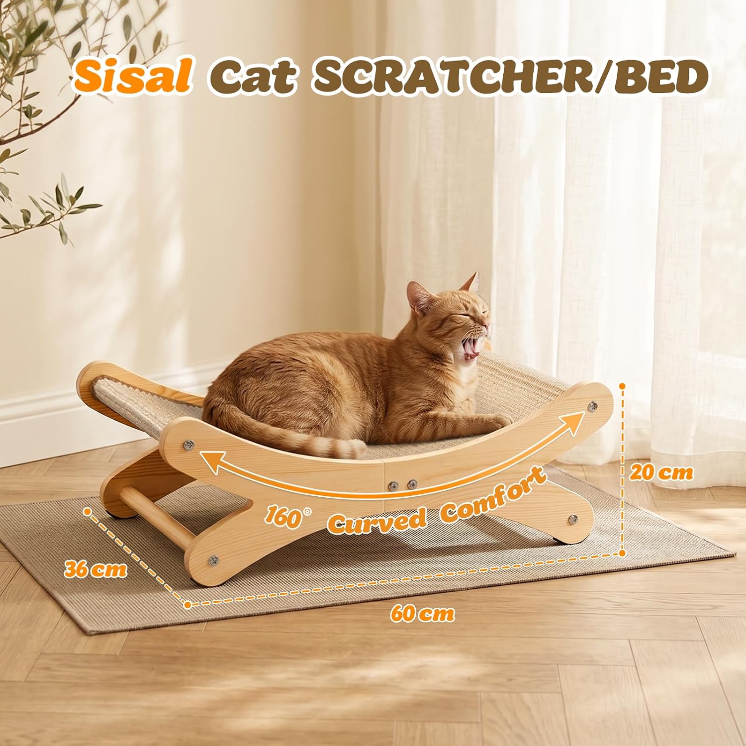 Thumbnail 1 de Gimars U‑förmiges Katzenkratzbrett – Extra Groß 60x36x20 cm, Premium Holz-Kratzmöbel mit Natursisal-Unterlage