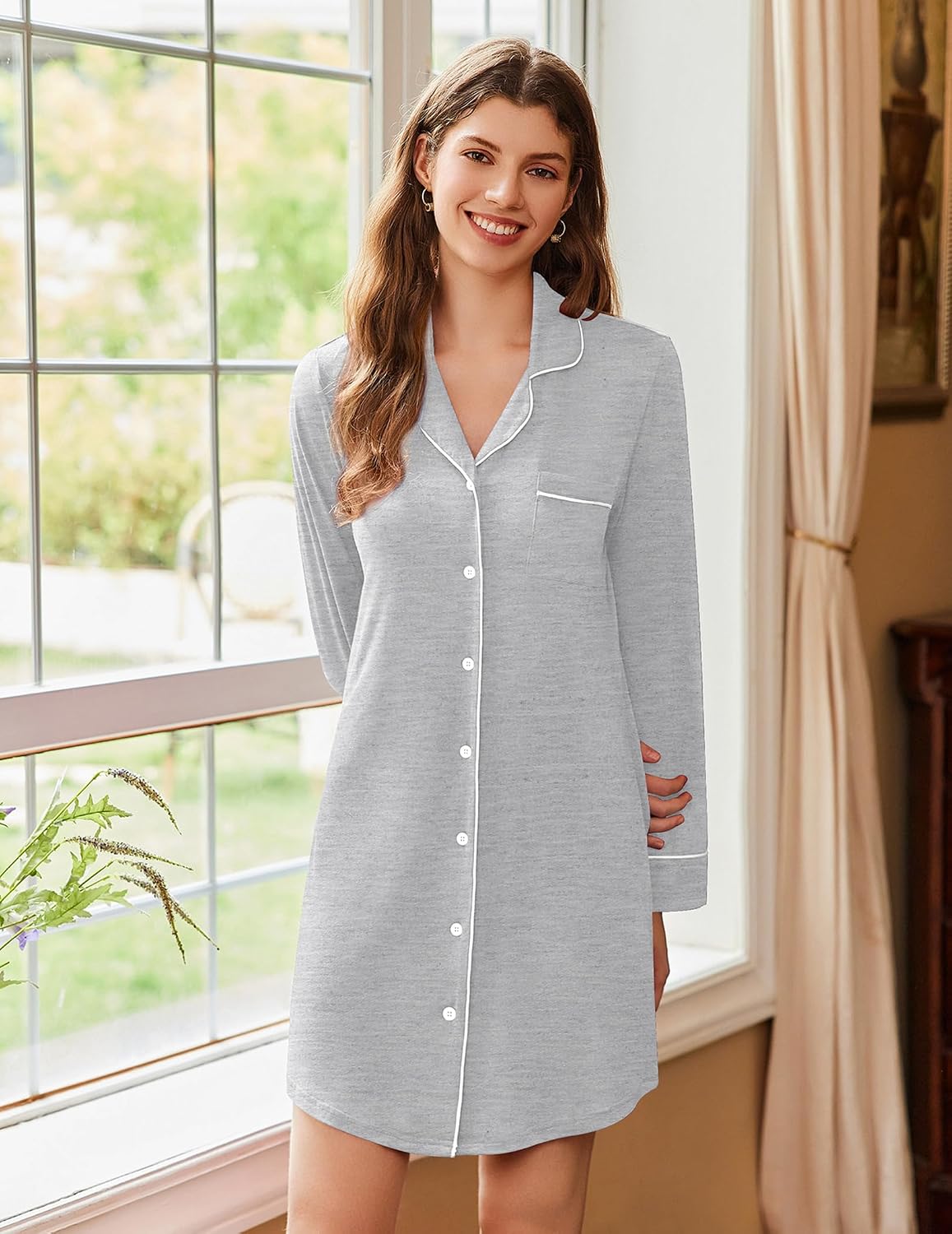 Detalle 2 de Ekouaer Women's Nightgown, Polyester-Spandex Blend