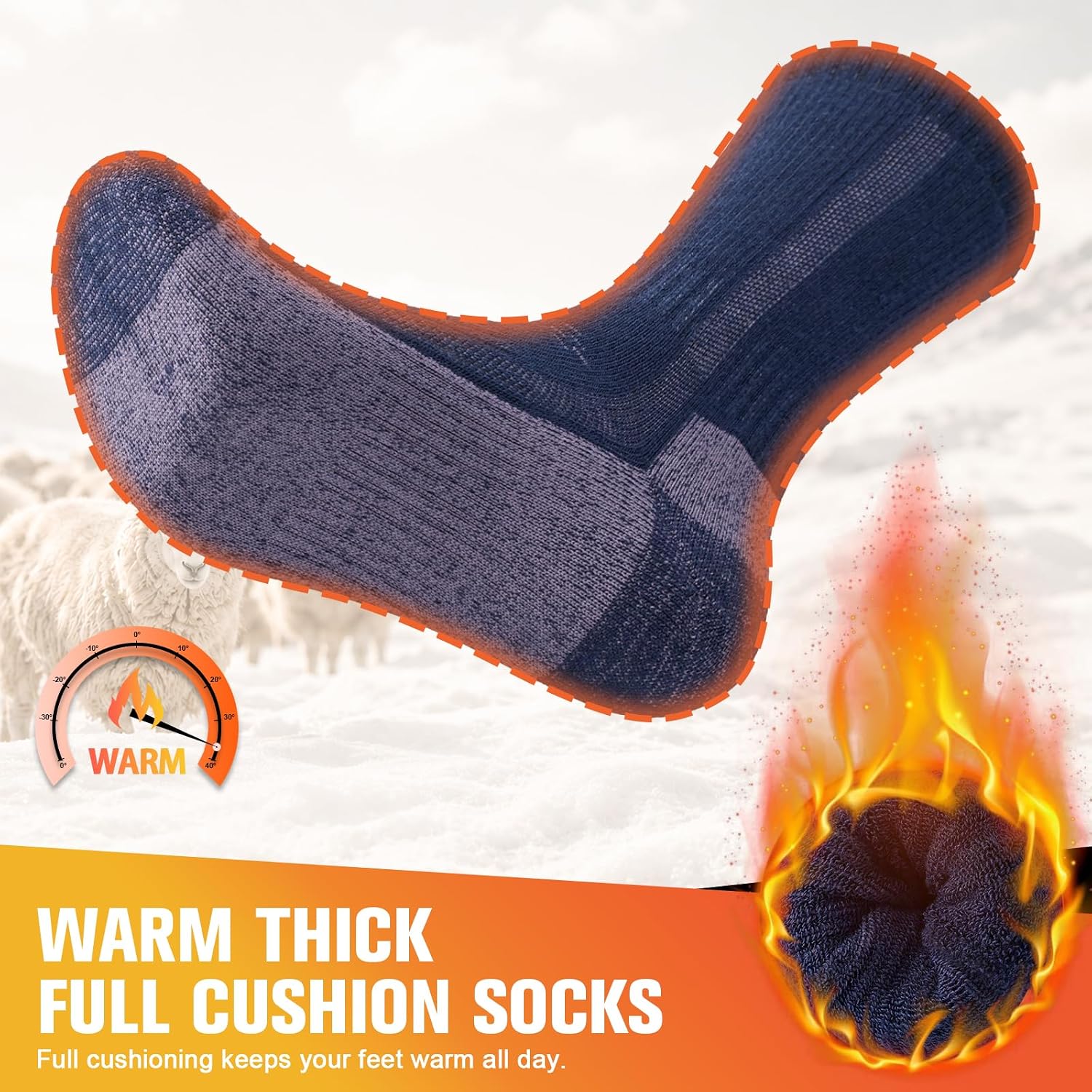 Thumbnail 6 de Veximora vandringsstrumpor i merinoull, vadderade och fukttransporterande