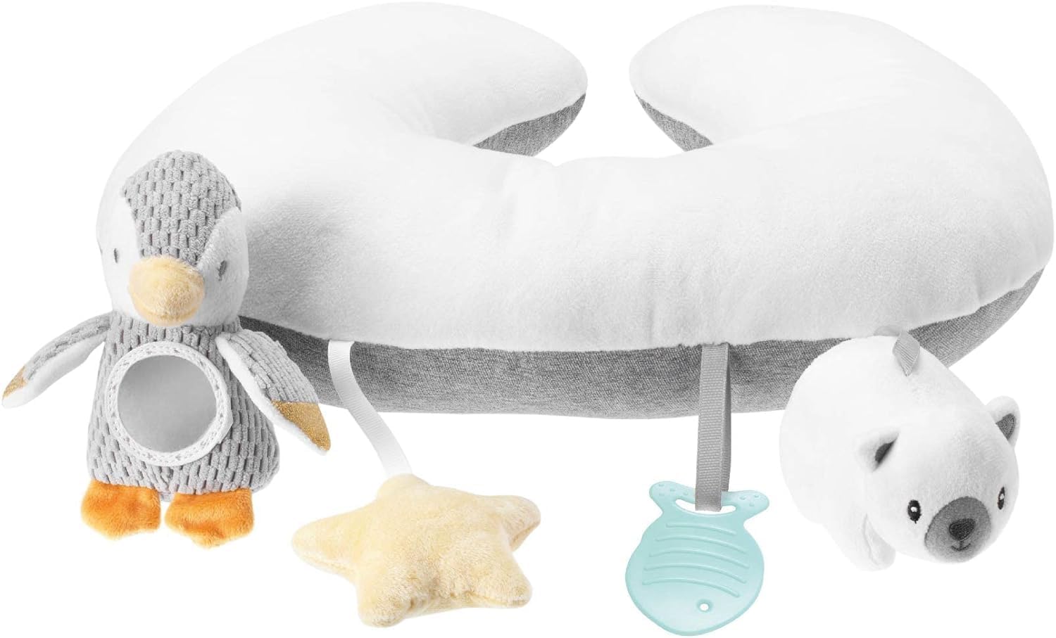 Thumbnail 3 de Nuby Petit Pinguin Tummy Time – coussin interactif pour bébé (gris), dès la naissance