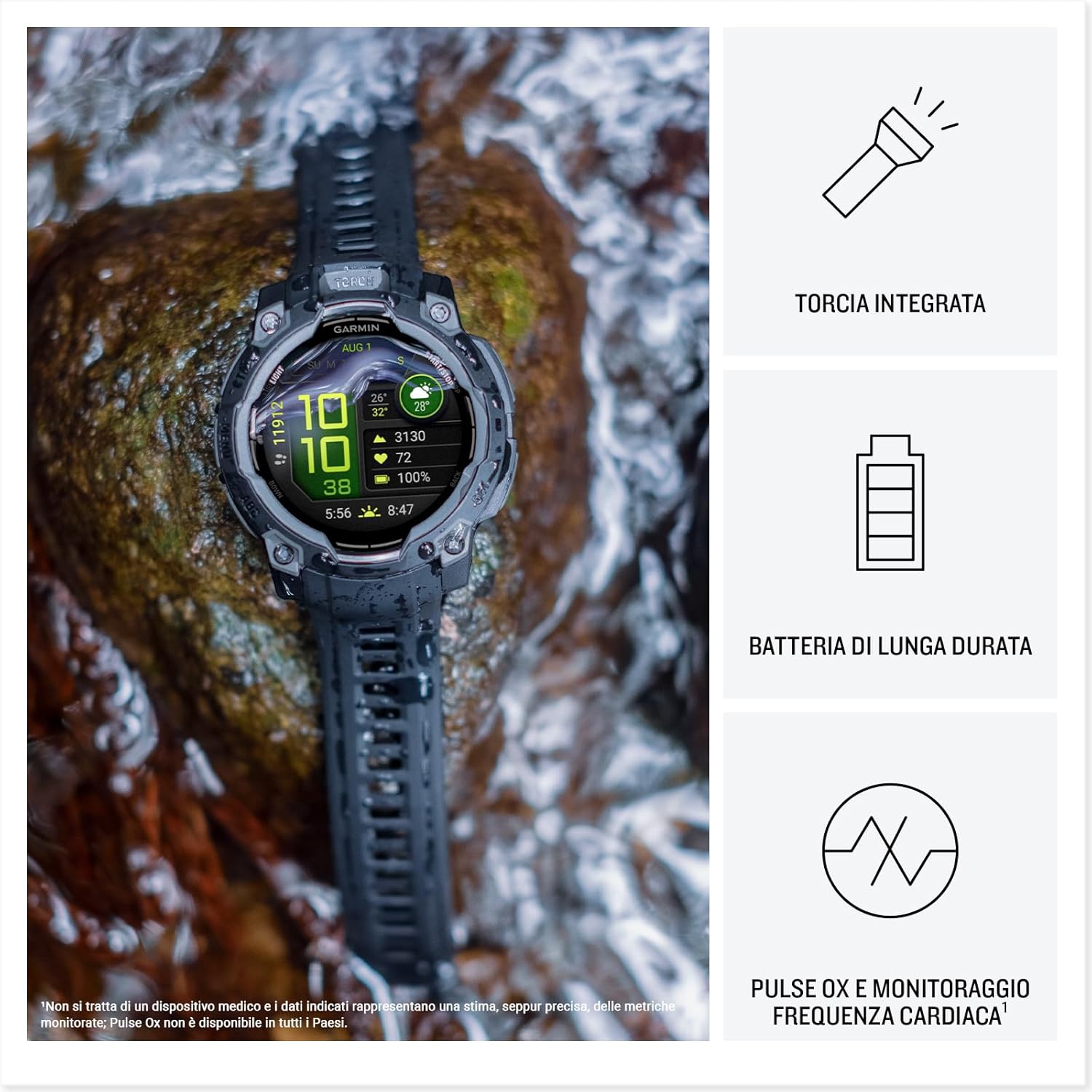 Thumbnail 2 de Garmin Instinct 3 (50 mm) con display AMOLED 1,3”, GPS multi-band, torcia LED e Garmin Pay