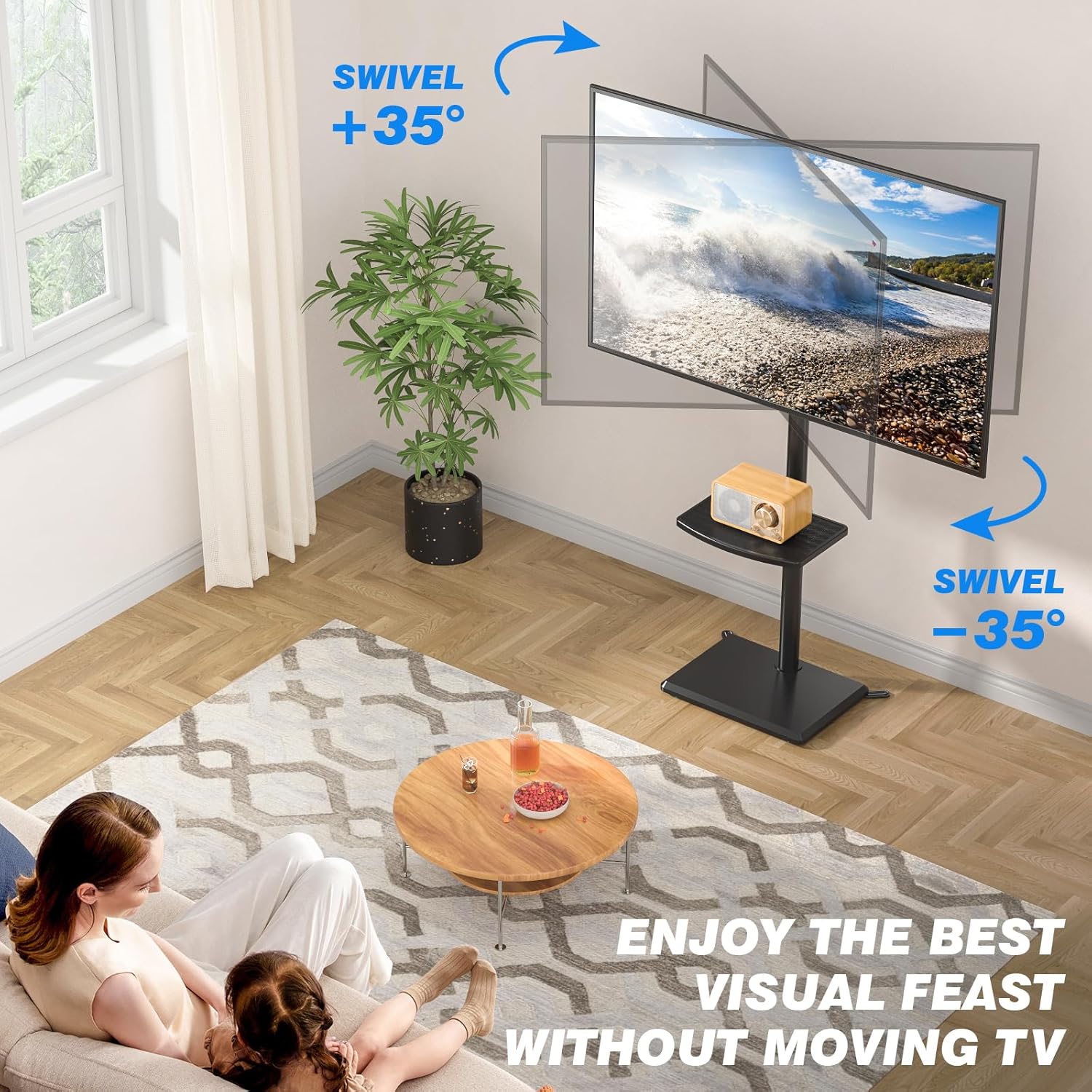 Thumbnail 2 de 5Rcom Universal Swivel TV Floor Stand with Mount for 32-60 Inch TVs up to 40kg