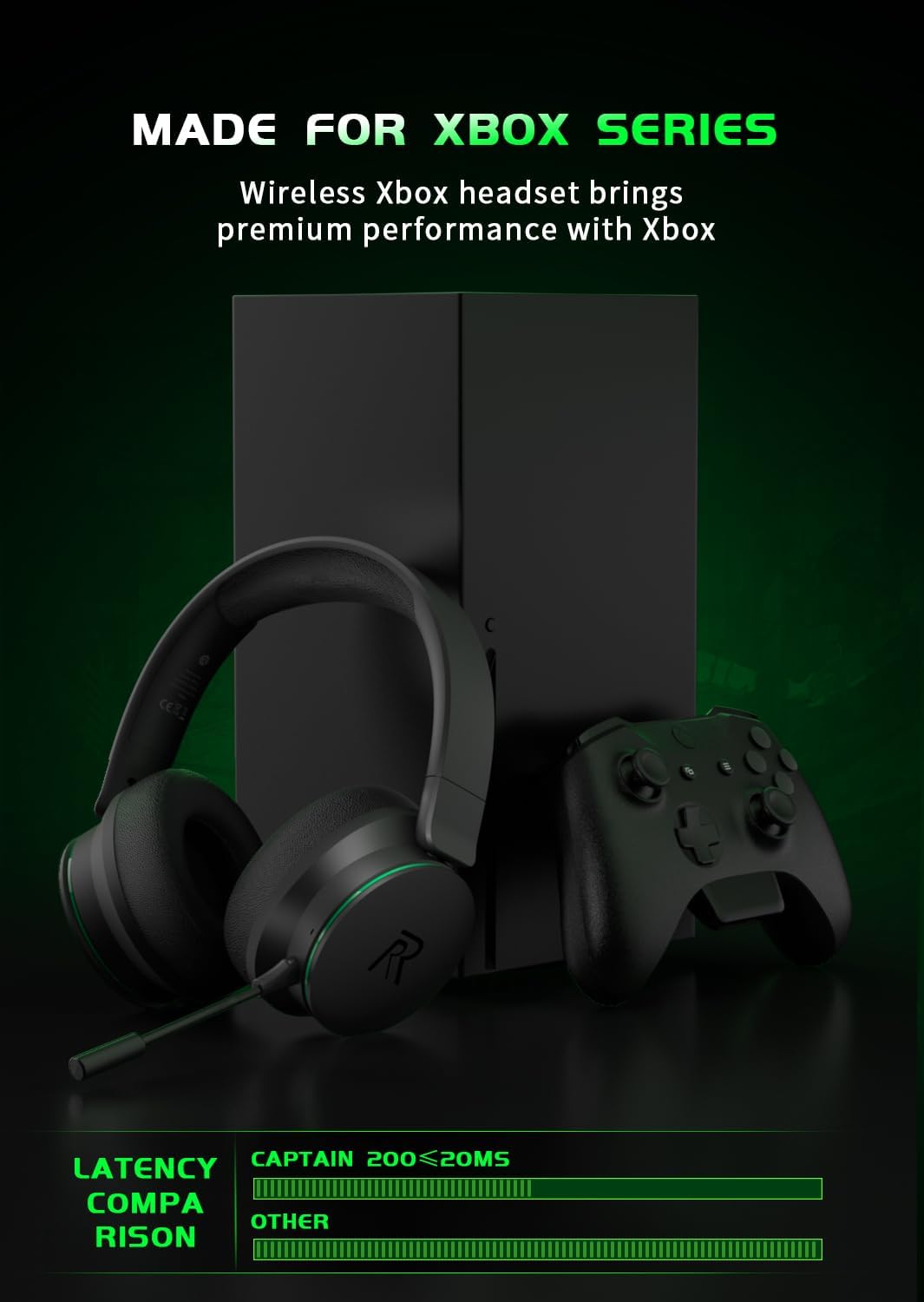Detalle 2 de RYR Captain 200 Wireless Gaming Headset for Xbox Series X|S, Xbox One, PS5/PS4, PC, Mac, Switch