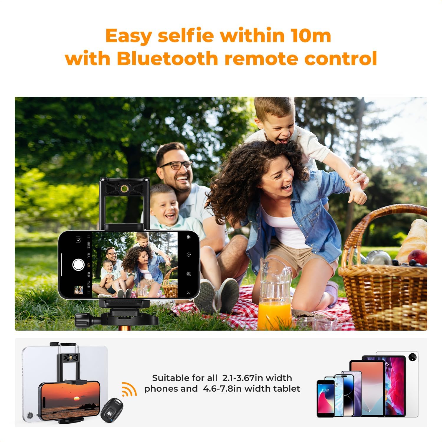 Thumbnail 3 de K&F CONCEPT 75 Inch Camera Tripod (S255A3+BH-36) – Lightweight Travel DSLR Tripod with 360° Ball Head and Smartphone Compatibility