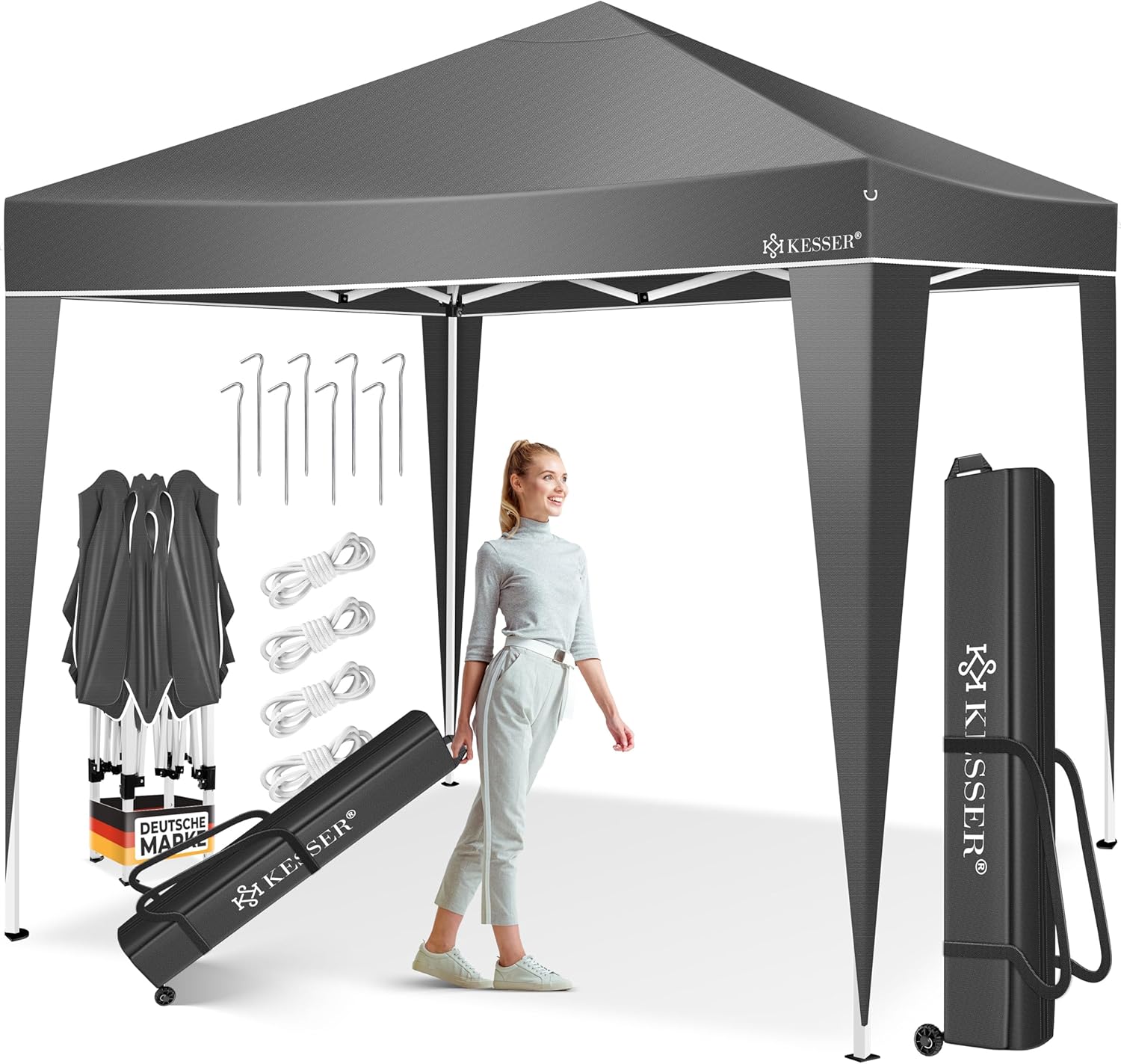 KESSER Pavillon Faltpavillon 3x3m – stabil, höhenverstellbar, UV-Schutz 50+