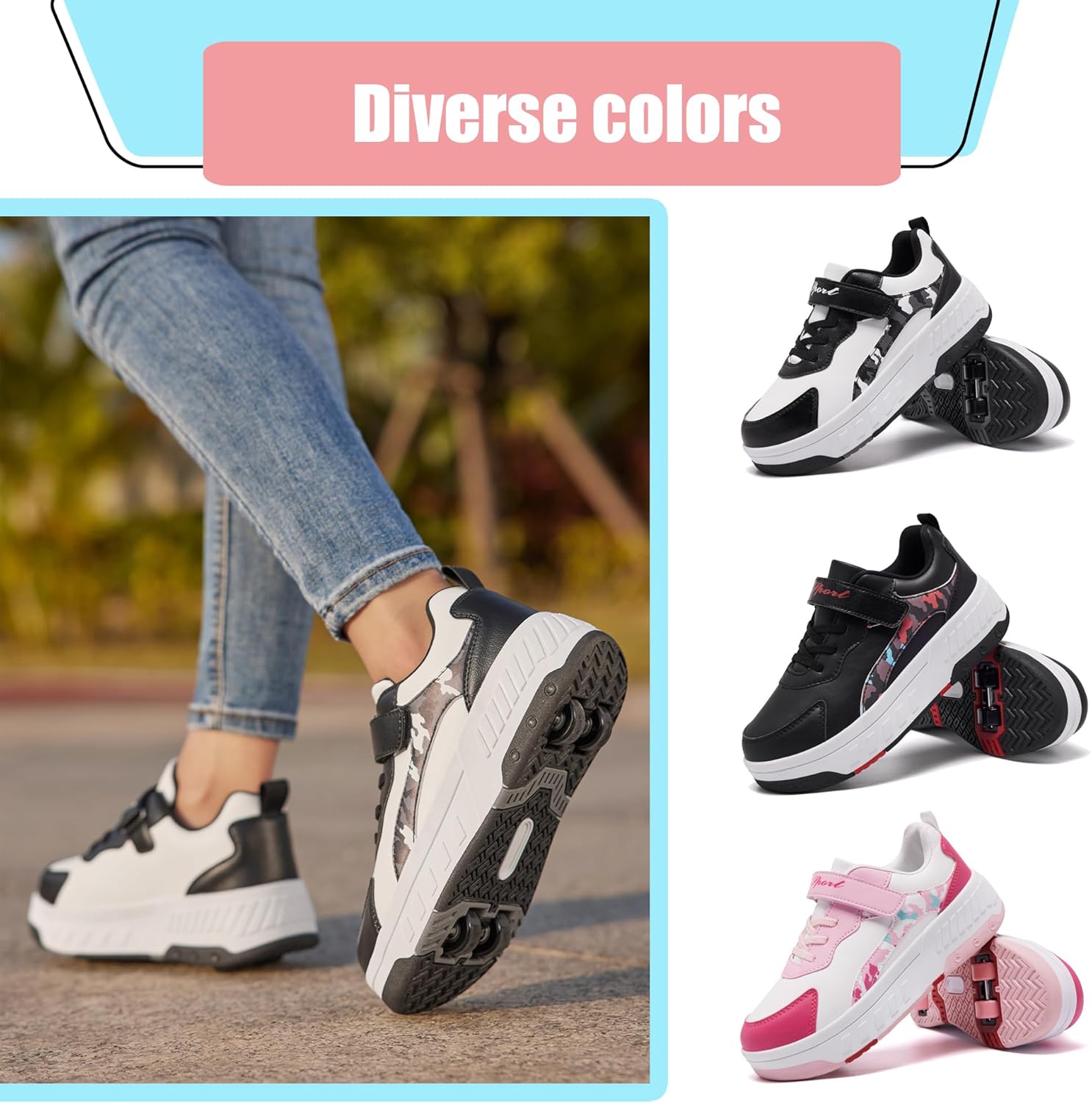 Thumbnail 3 de YINGCSM Rollschuhe für Kinder (2-in-1): Turnschuh mit Rollen