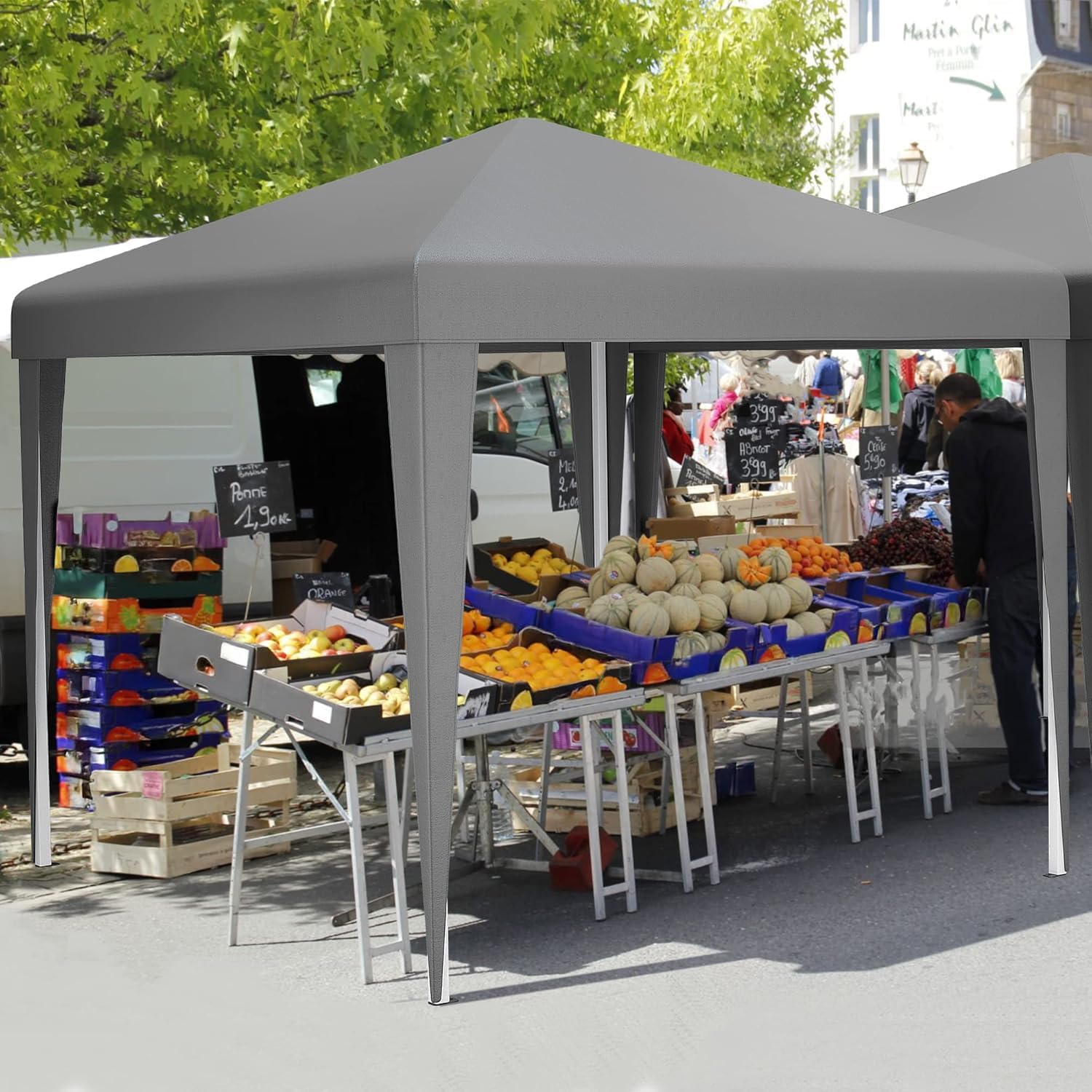 YITAHOME 3 x 3m Pop-Up Pavillon – wasserdicht, UV-schutz, Dunkelgrau