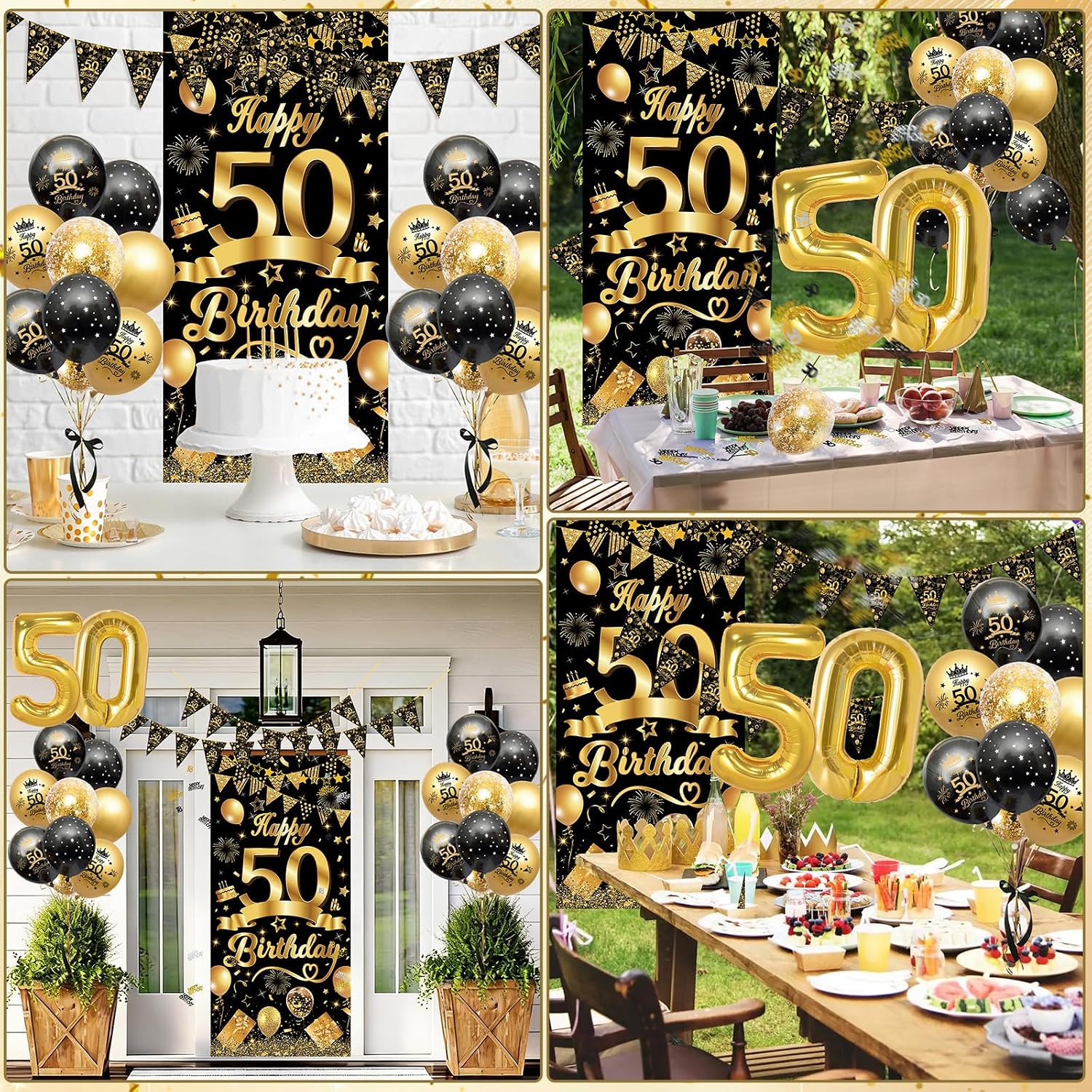 Detalle de AivaToba 50th Birthday Decorations – Black & Gold Party Set