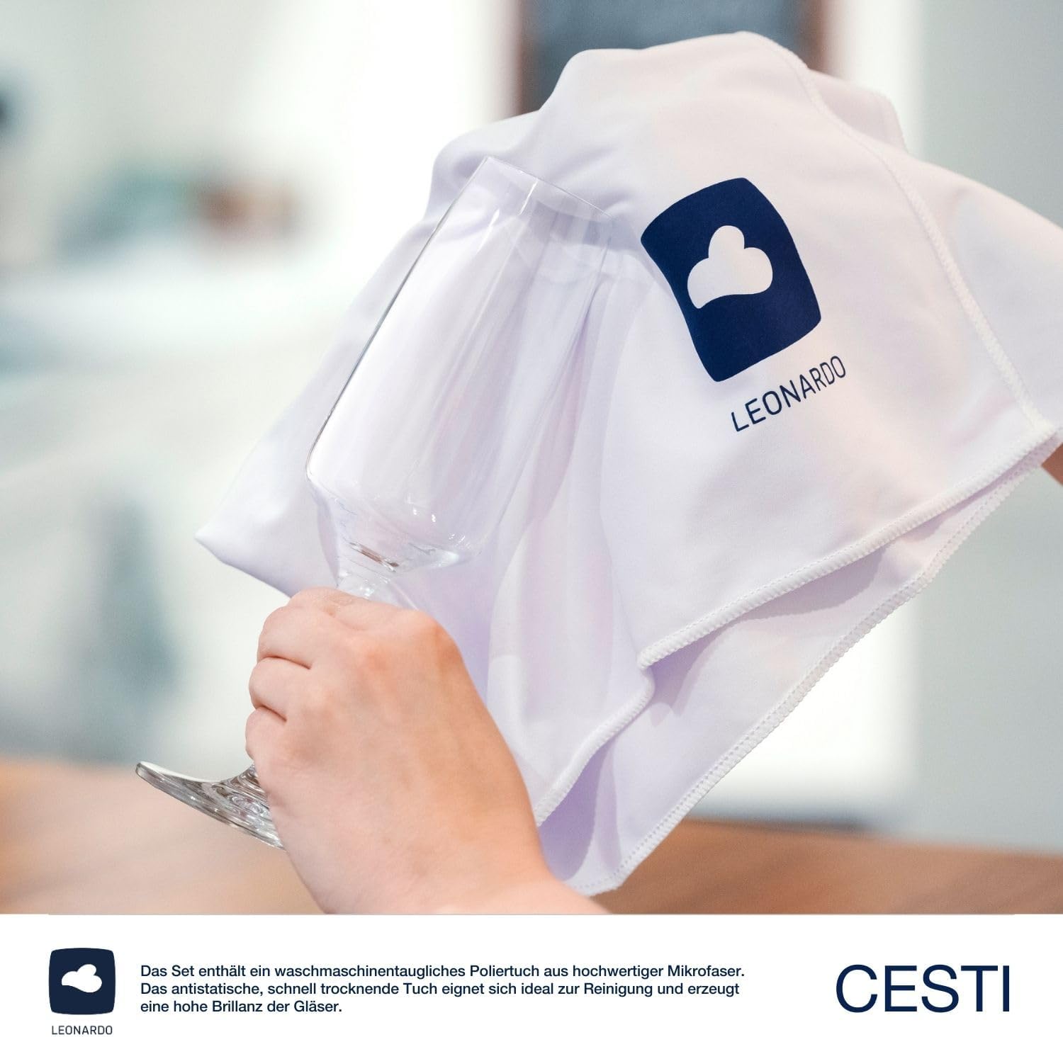 Detalle 2 de LEONARDO HOME Sektgläser CESTI (6er Set) inkl. Poliertuch – Spülmaschinenfest, Stoßfest und elegant