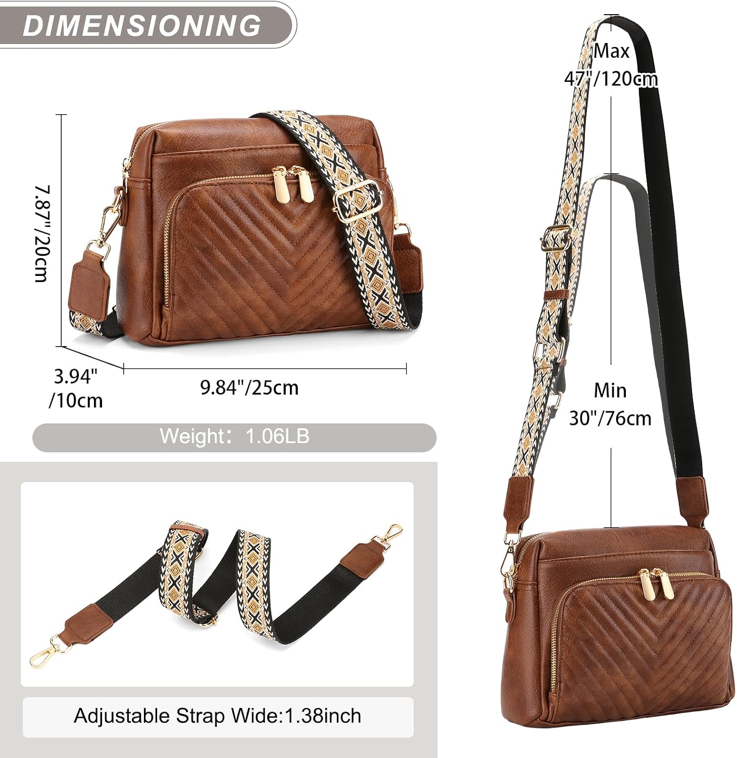 Detalle de GAEKEAO Vegan Leather Crossbody Bag with RFID Wallet Pocket – Small Shoulder Bag for Women