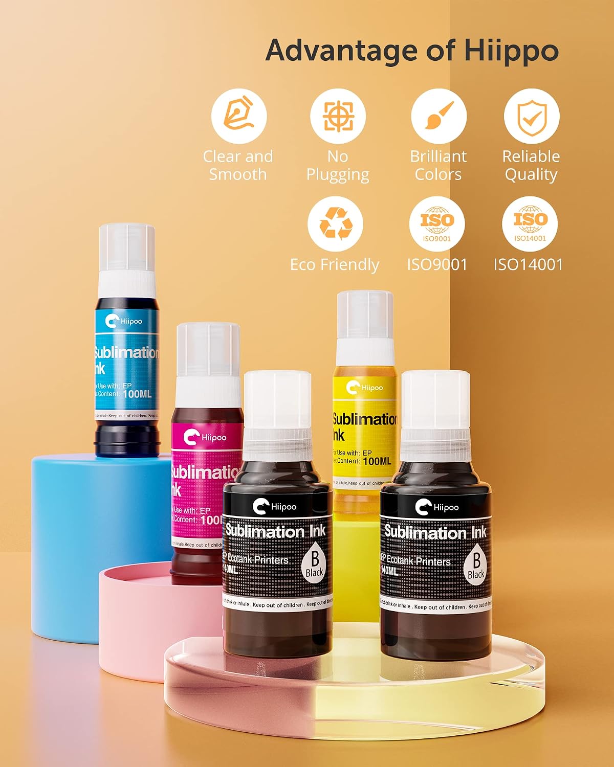 Detalle 2 de Hiipoo HIP0SUBINK Sublimation Ink, 580 mL Autofill Set for EcoTank
