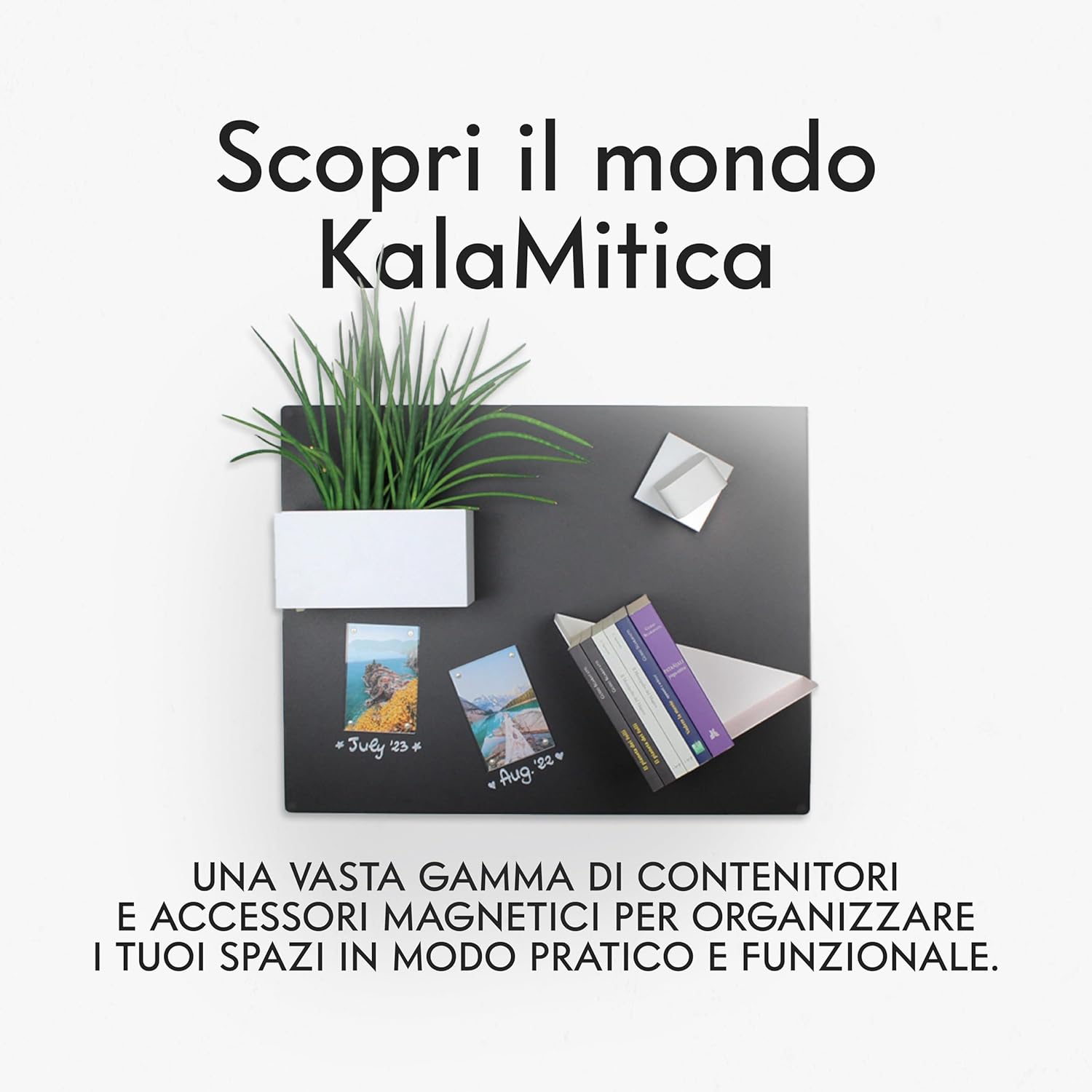 Detalle 2 de KalaMitica Lavagna Magnetica da Parete 56x38 cm – Nero Antracite, Mela: scrivibile con gessetti e cancellabile